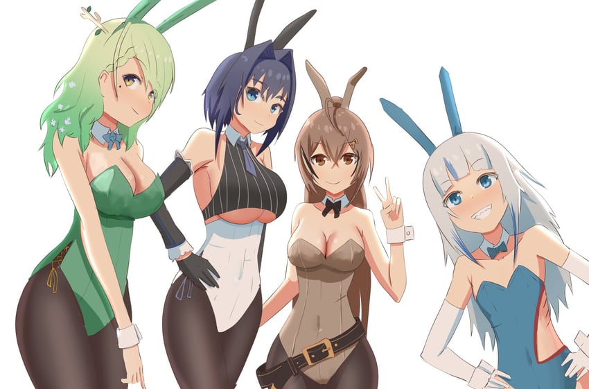 gawr gura, ouro kronii, nanashi mumei, and ceres fauna (hololive and 1 more) drawn by angelchama