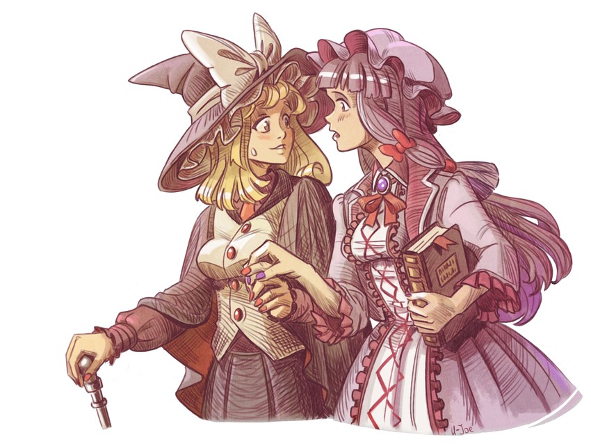 kirisame marisa and patchouli knowledge (touhou) drawn by u-joe