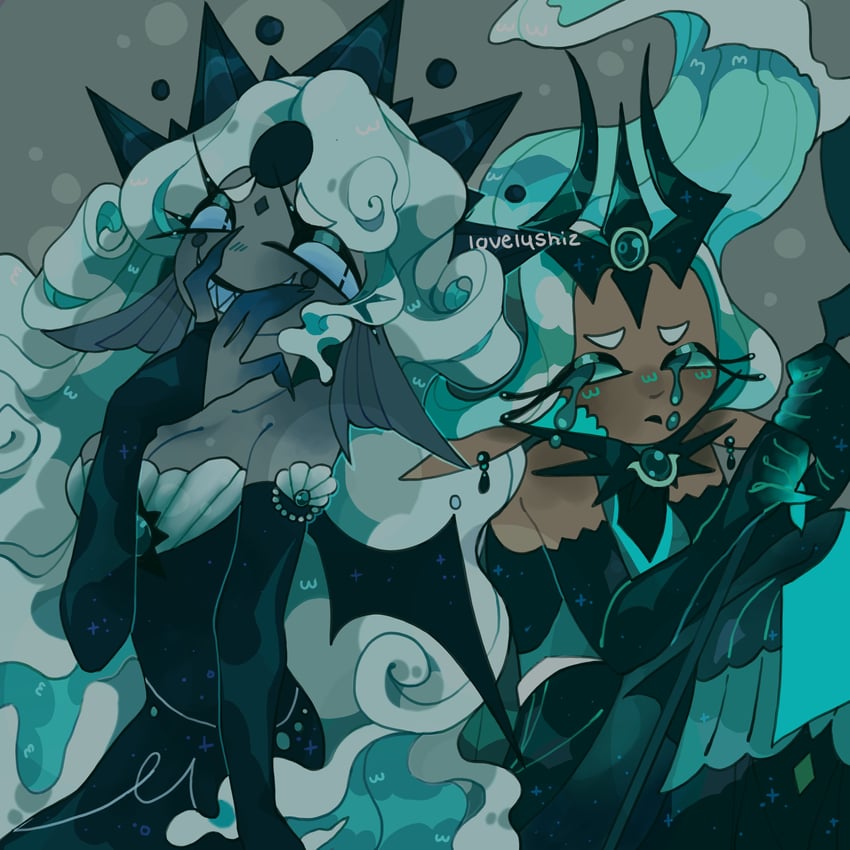 black pearl cookie and sea fairy cookie (cookie run and 2 more) drawn by lovelyshiz