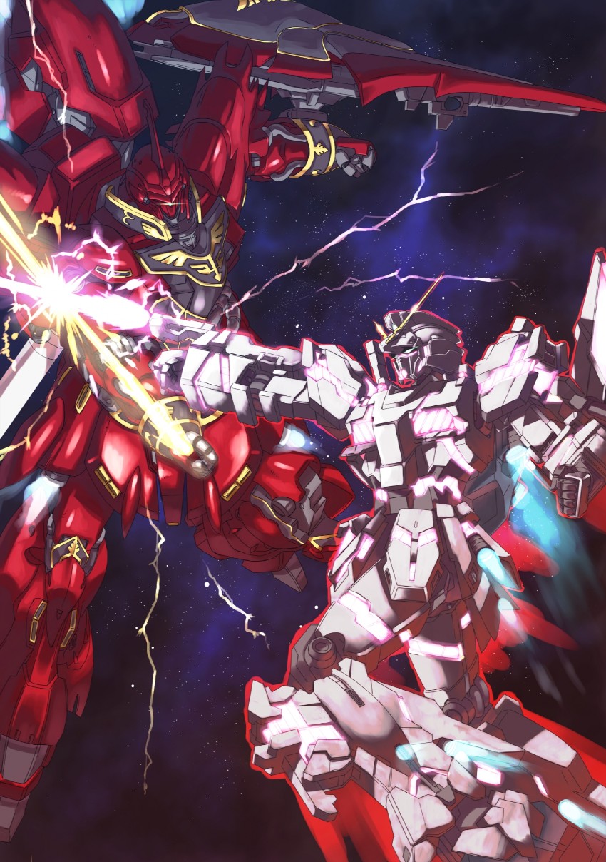unicorn gundam and sinanju (gundam and 1 more) drawn by pohi_g