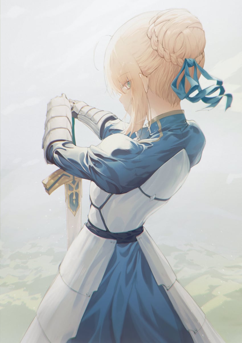artoria pendragon and saber (fate and 1 more) drawn by roon_(ddeer2010)