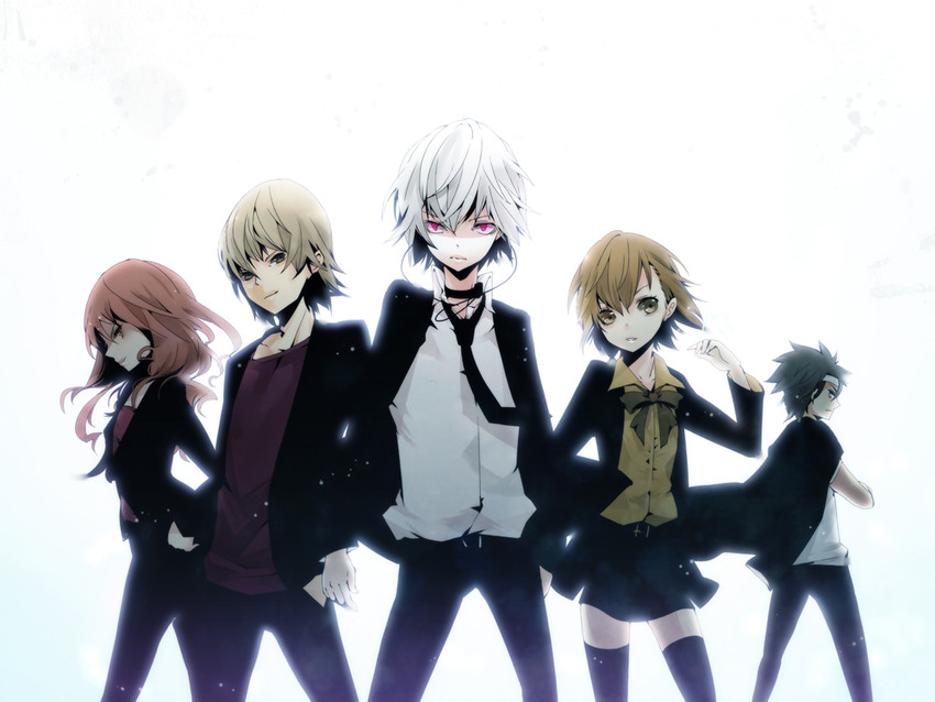 misaka mikoto, accelerator, mugino shizuri, kakine teitoku, and sogiita gunha (toaru majutsu no index) drawn by yuukichi