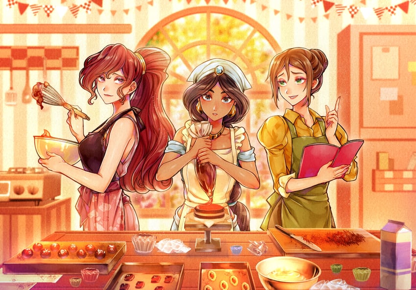 jasmine, megara, and jane porter (disney and 3 more) drawn by mizala
