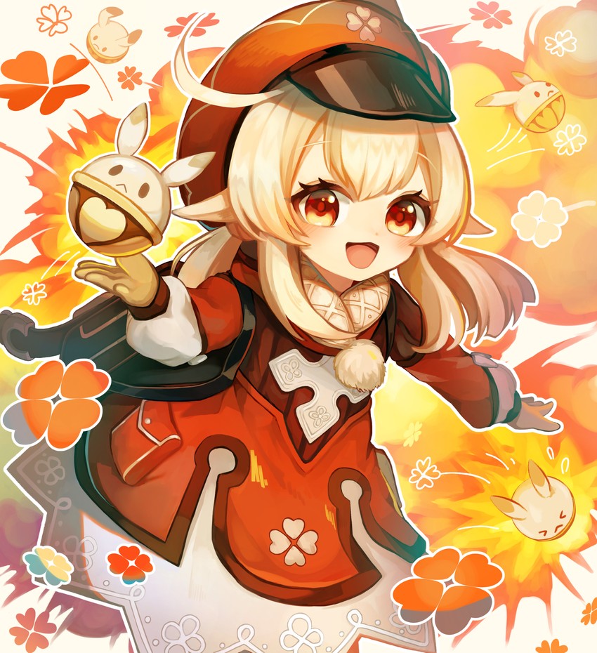 klee and jumpy dumpty (genshin impact) drawn by kabuk-pot