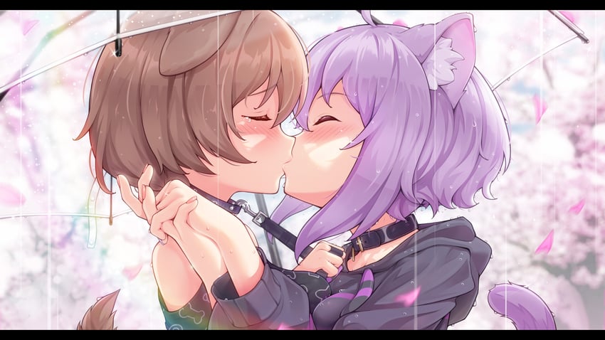 nekomata okayu and inugami korone (hololive) drawn by merrytail