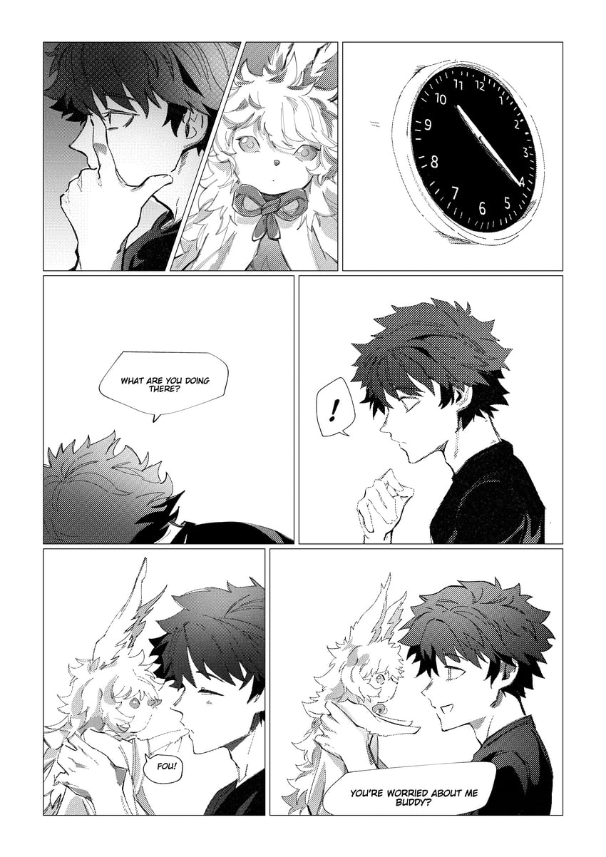 fujimaru ritsuka and fou (fate and 1 more) drawn by obazzotto