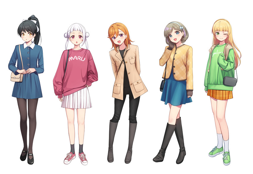 shibuya kanon, heanna sumire, tang keke, arashi chisato, and hazuki ren (love live! and 1 more) drawn by deadnooodles