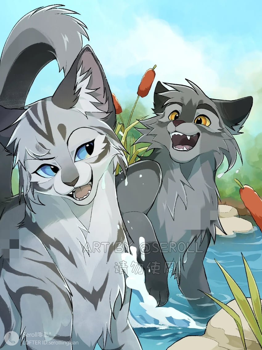 graystripe and silverstream (warrior cats and 1 more) drawn by seroll