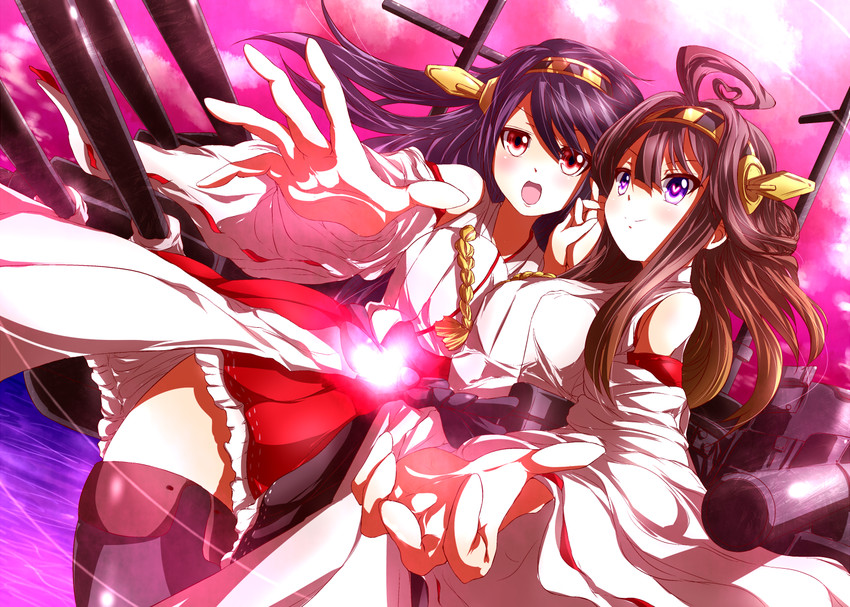 kongou and haruna (kantai collection) drawn by choco_chip_(ekitai_idou)