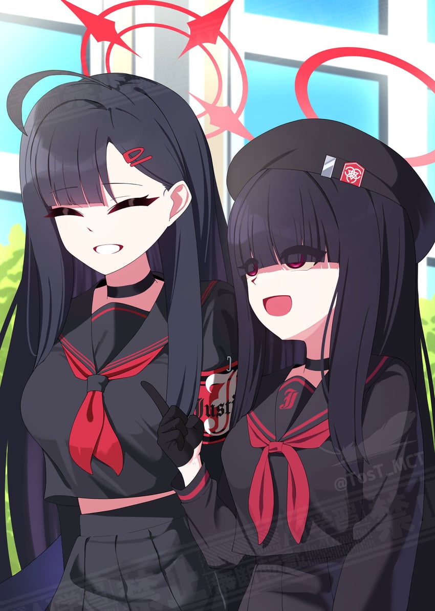 ichika and justice task force member (blue archive) drawn by tost_(cloi123)