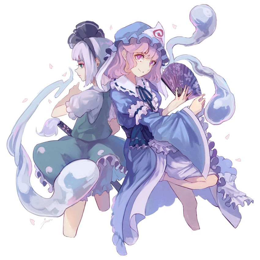 konpaku youmu and saigyouji yuyuko (touhou) drawn by chishibuki_hiyoko