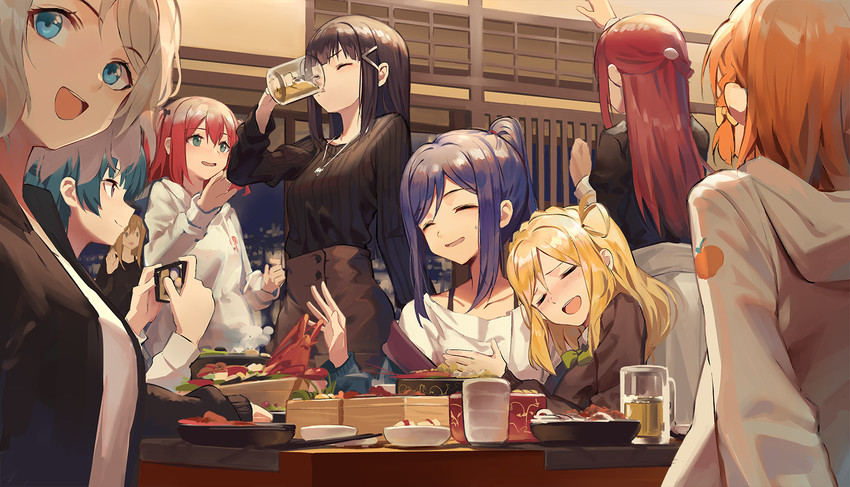 watanabe you, tsushima yoshiko, sakurauchi riko, takami chika, matsuura kanan, and 4 more (love live! and 1 more) drawn by huanxiang_heitu