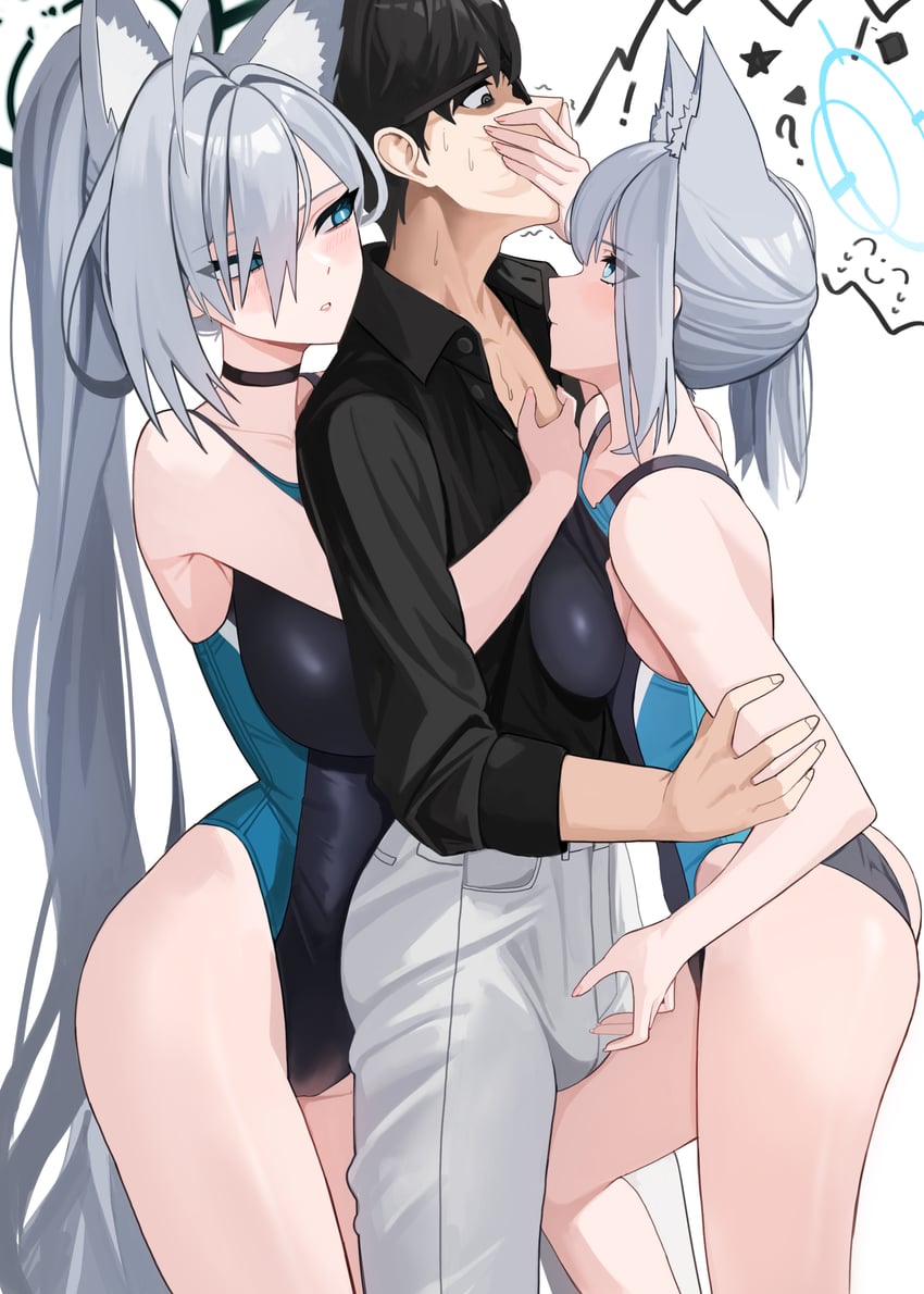 sensei, shiroko, and shiroko terror (blue archive) drawn by ddog