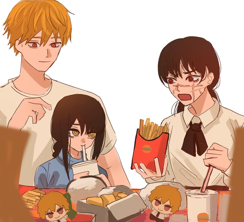 denji, yoru, and nayuta (chainsaw man and 2 more) drawn by mykokampfwagen