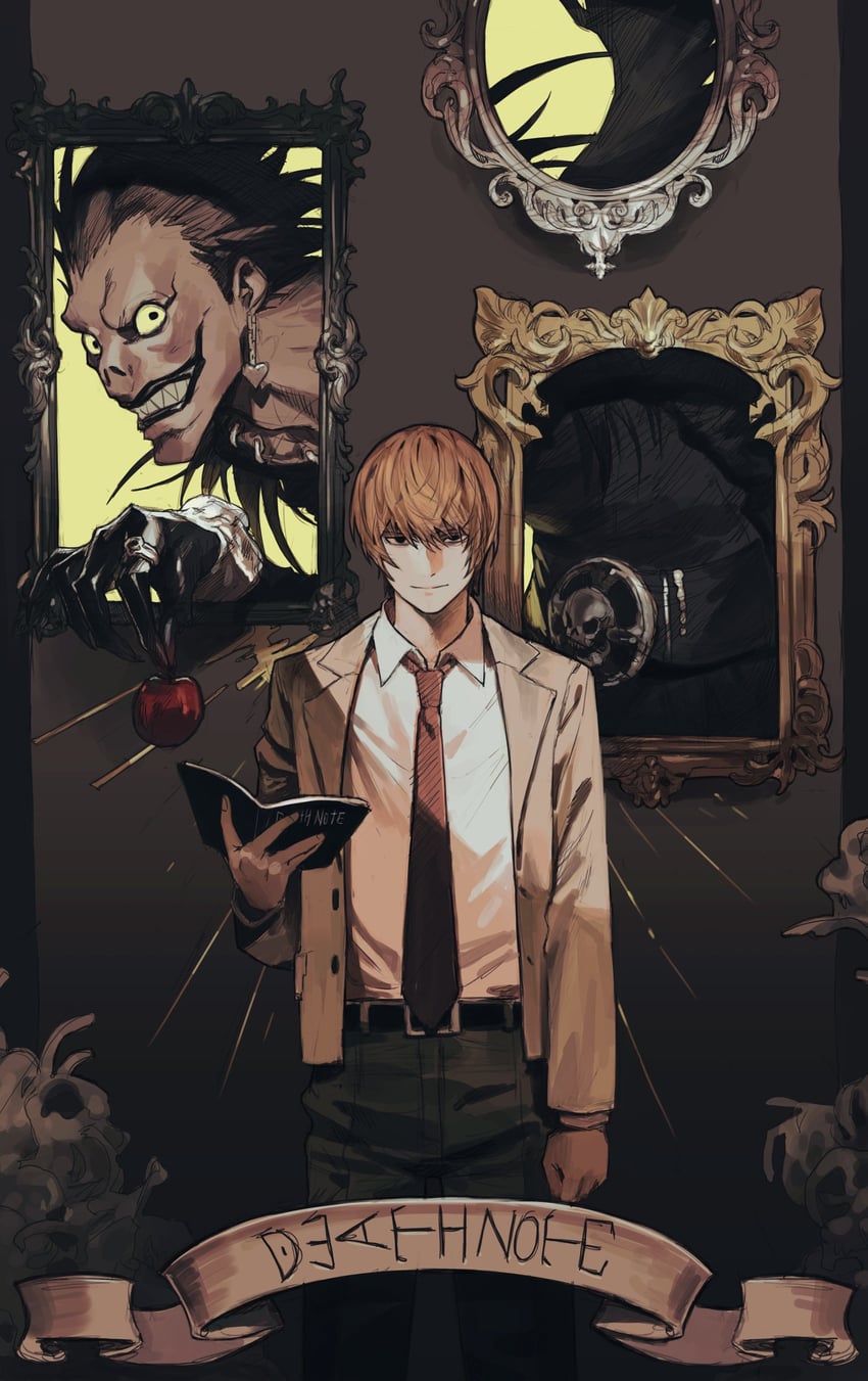 yagami light and ryuk (death note) drawn by p_(pm_611a)