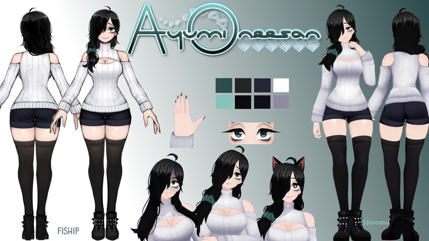 ayumi oneesan (indie virtual youtuber) drawn by jjinomu and matilda_fiship