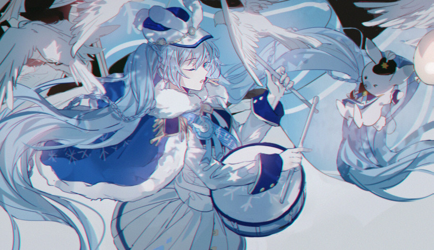 hatsune miku, yuki miku, and rabbit yukine (vocaloid) drawn by hitokoto