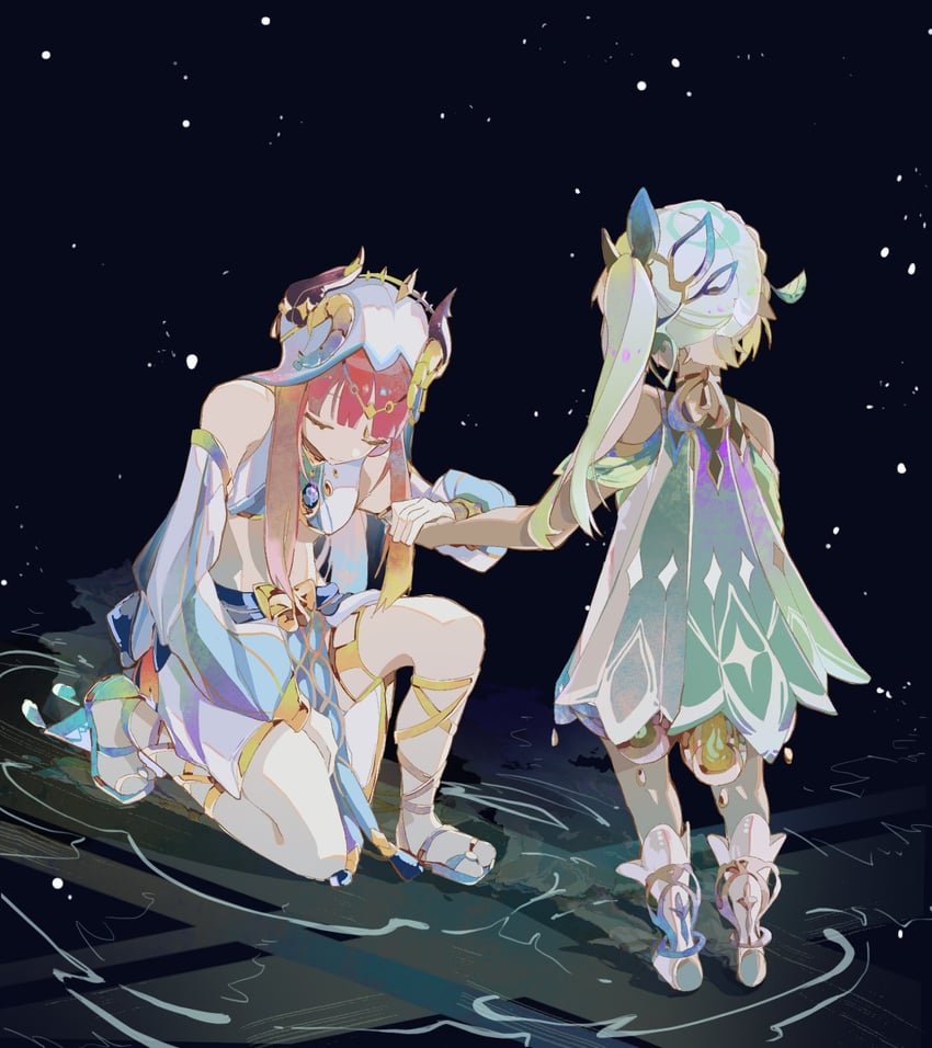 nahida and nilou (genshin impact) drawn by c_ry_o