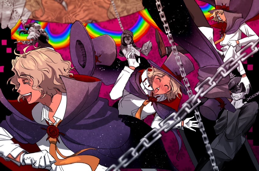 maeda yuki, sannoji mikado, nijiue iroha, and kabuya yoruko (danganronpa and 2 more) drawn by pipipyoco