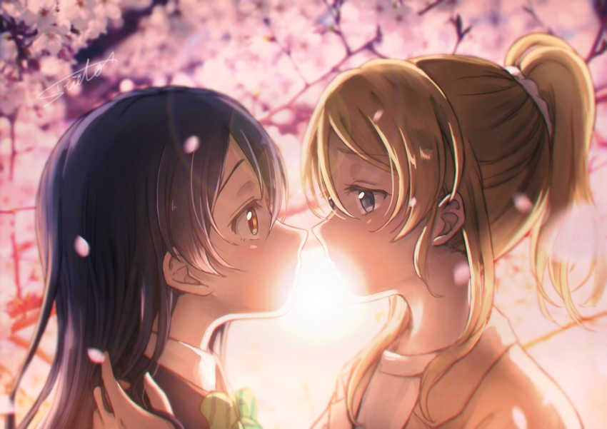 sonoda umi and ayase eli (love live! and 1 more) drawn by suito