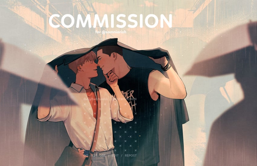 adam parrish and ronan lynch (the raven cycle) drawn by catbishonen