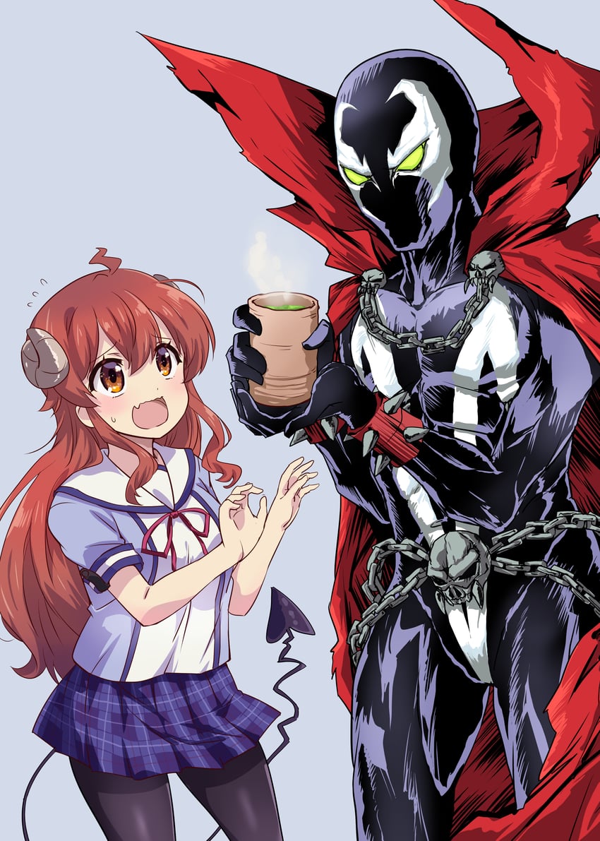 yoshida yuuko and spawn (machikado mazoku and 1 more) drawn by mukaibi_aoi