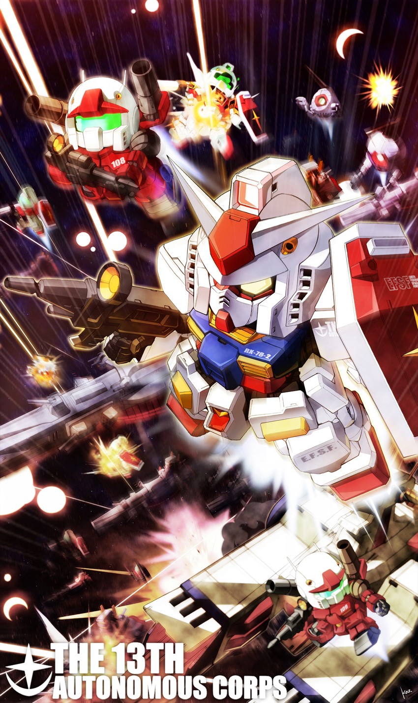 rx-78-2 gundam, gm, guncannon, white base, ball, and 1 more (gundam and 2 more) drawn by kaz_(kaz323)