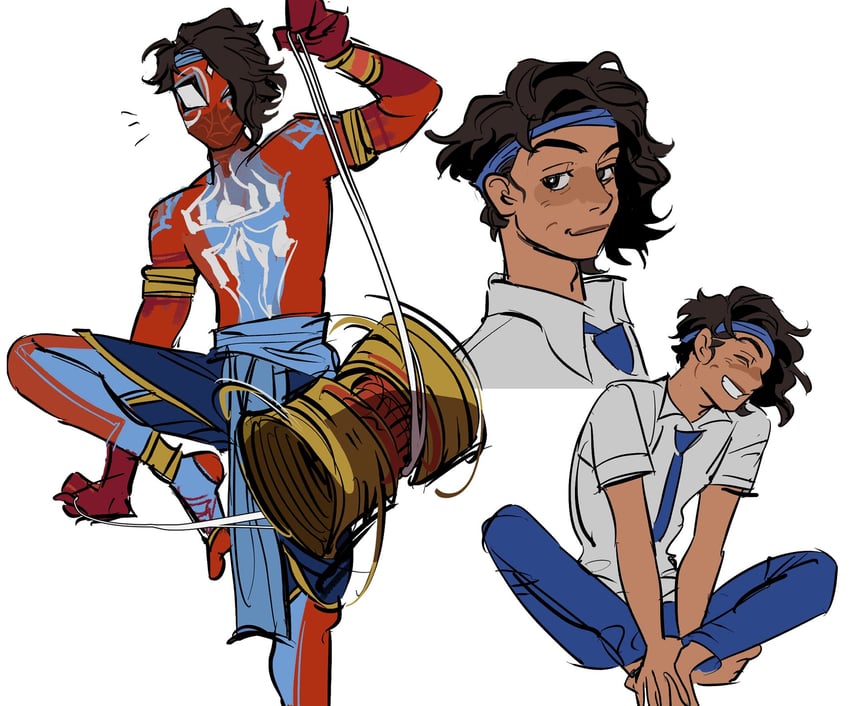 spider-man india and pavitr prabhakar (marvel and 3 more) drawn by ggooww7