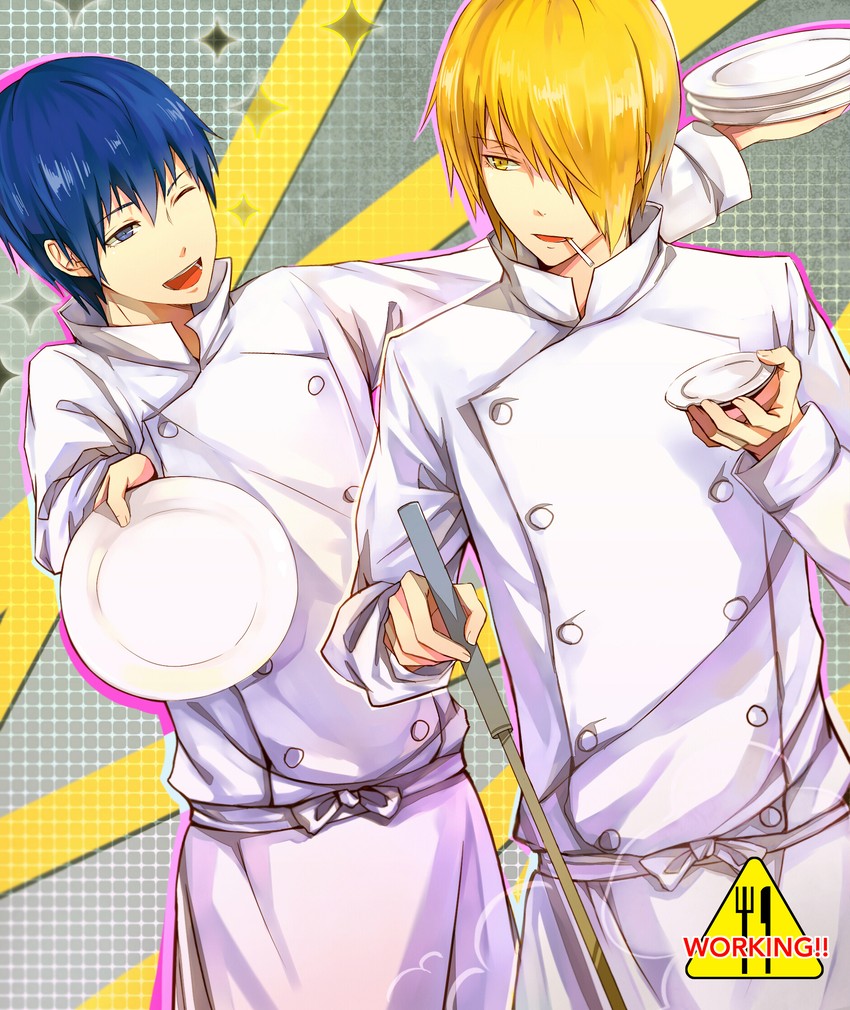 satou jun and souma hiroomi (working!!) drawn by zxs1103