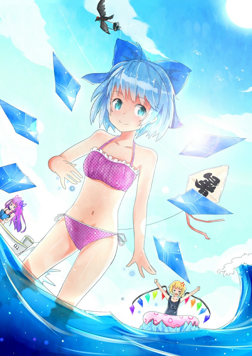 flandre scarlet, cirno, patchouli knowledge, and shameimaru aya (touhou) drawn by r_star