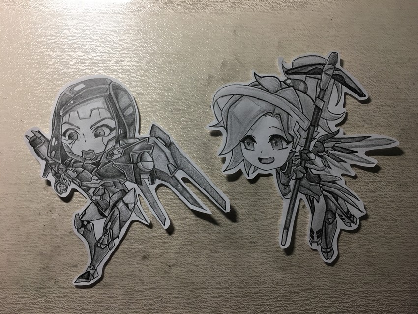 mercy, pharah, and mechaqueen pharah (overwatch and 1 more) drawn by guangying_zhi_shang