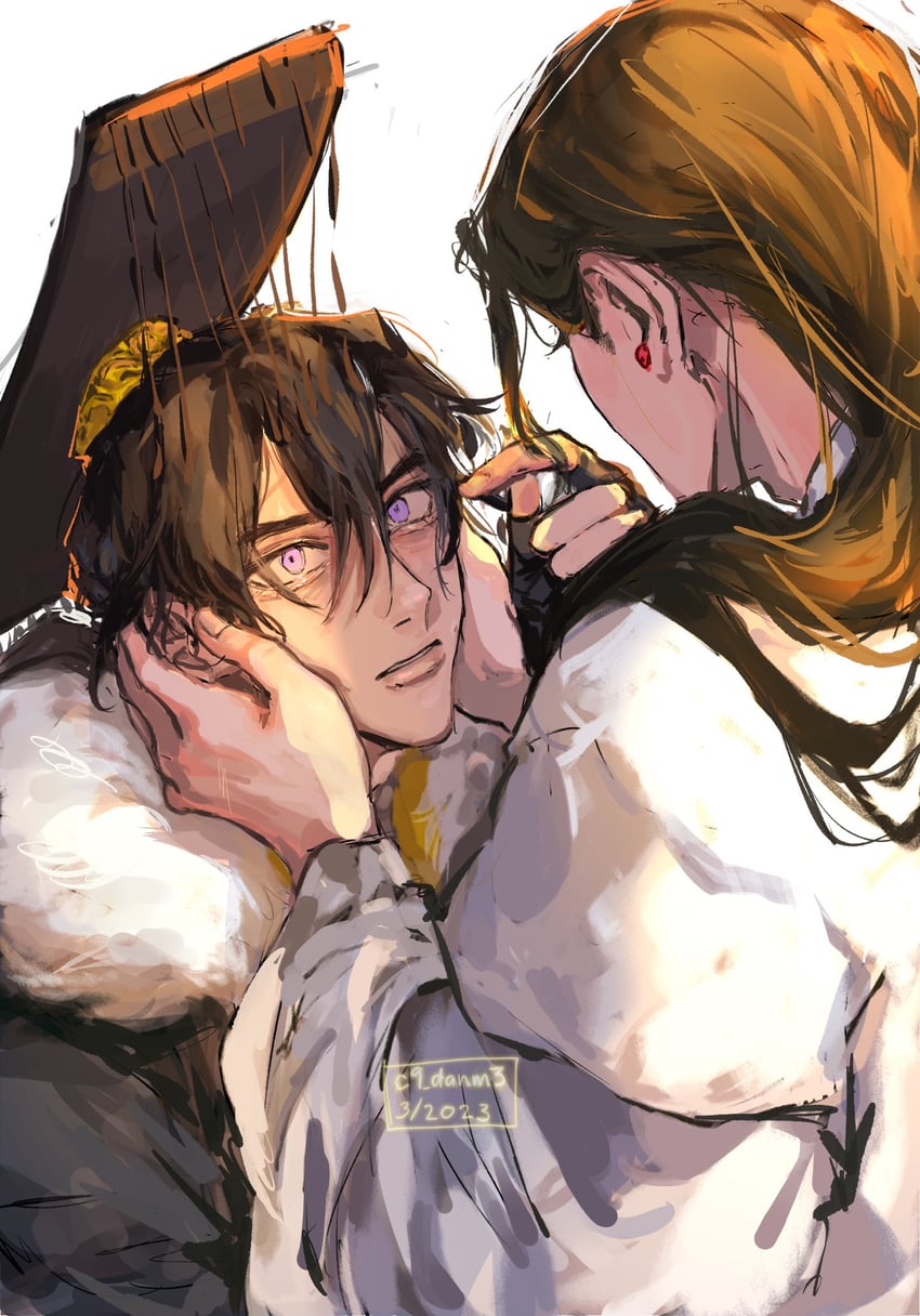 chu wanning, mo ran, and taxian-jun (erha he ta de bai mao shizun) drawn by aeferjam