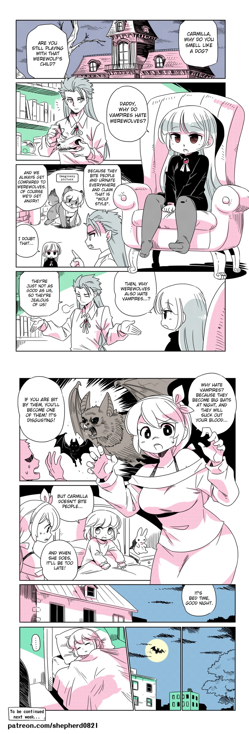 wendy, carmilla, jennifer, and carmilla's father (modern mogal) drawn by shepherd0821