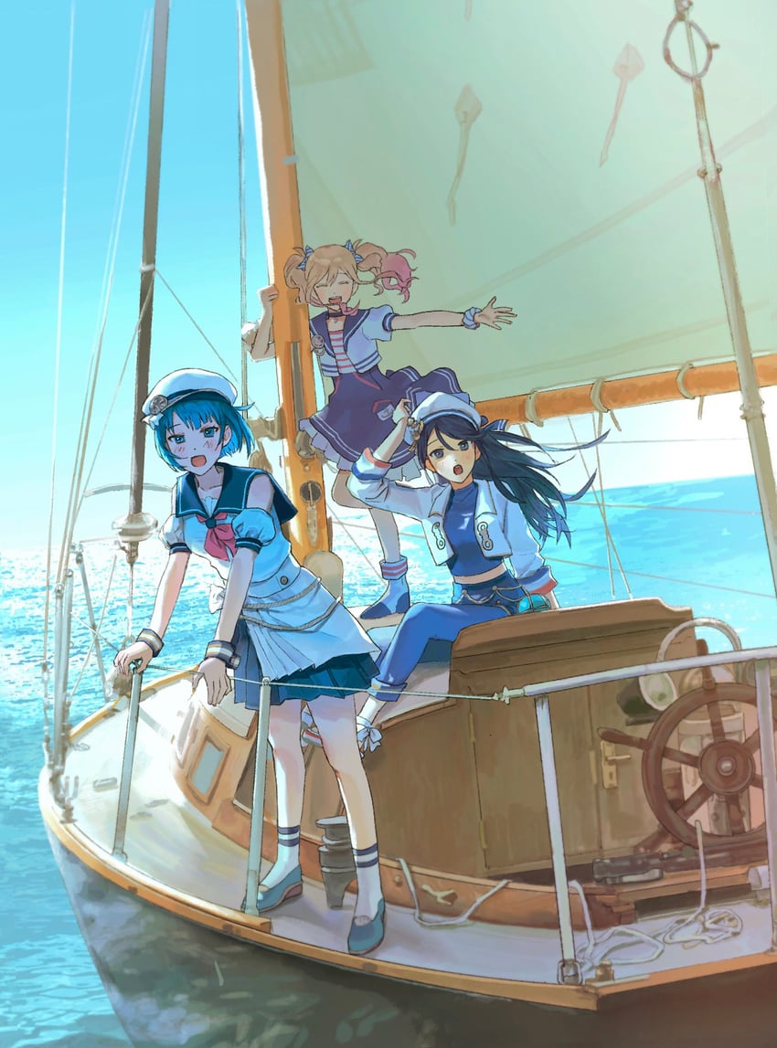 tenma saki, kiritani haruka, and hoshino ichika (project sekai) drawn by potienotforty
