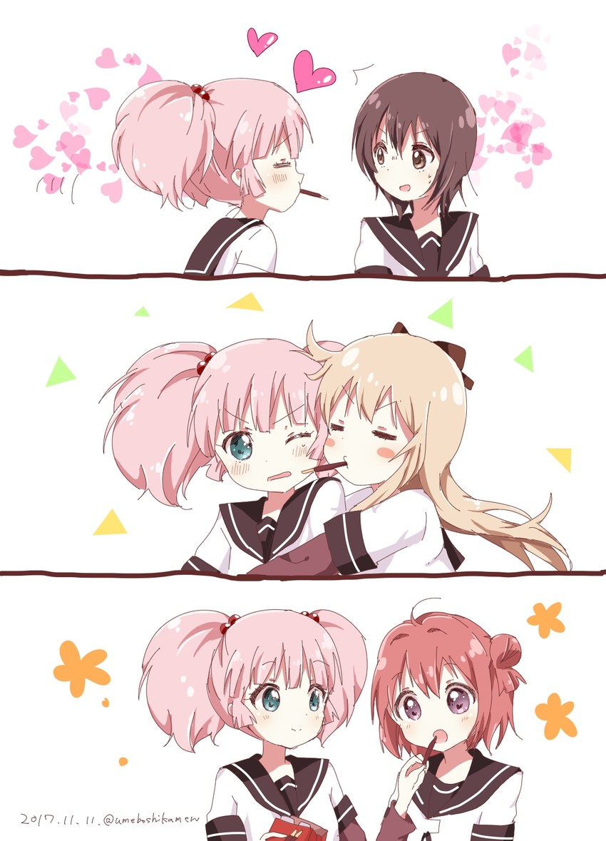 toshinou kyouko, akaza akari, funami yui, and yoshikawa chinatsu (yuruyuri) drawn by mearian