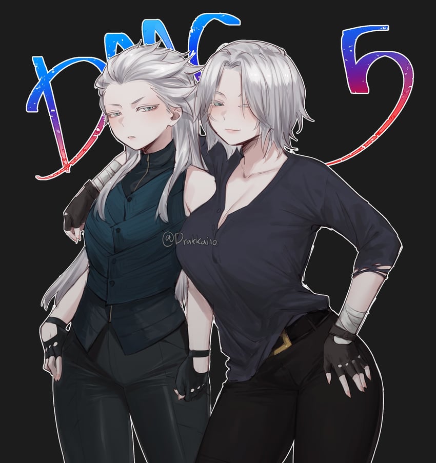 dante and vergil (devil may cry and 1 more) drawn by kai_(drakkai10)