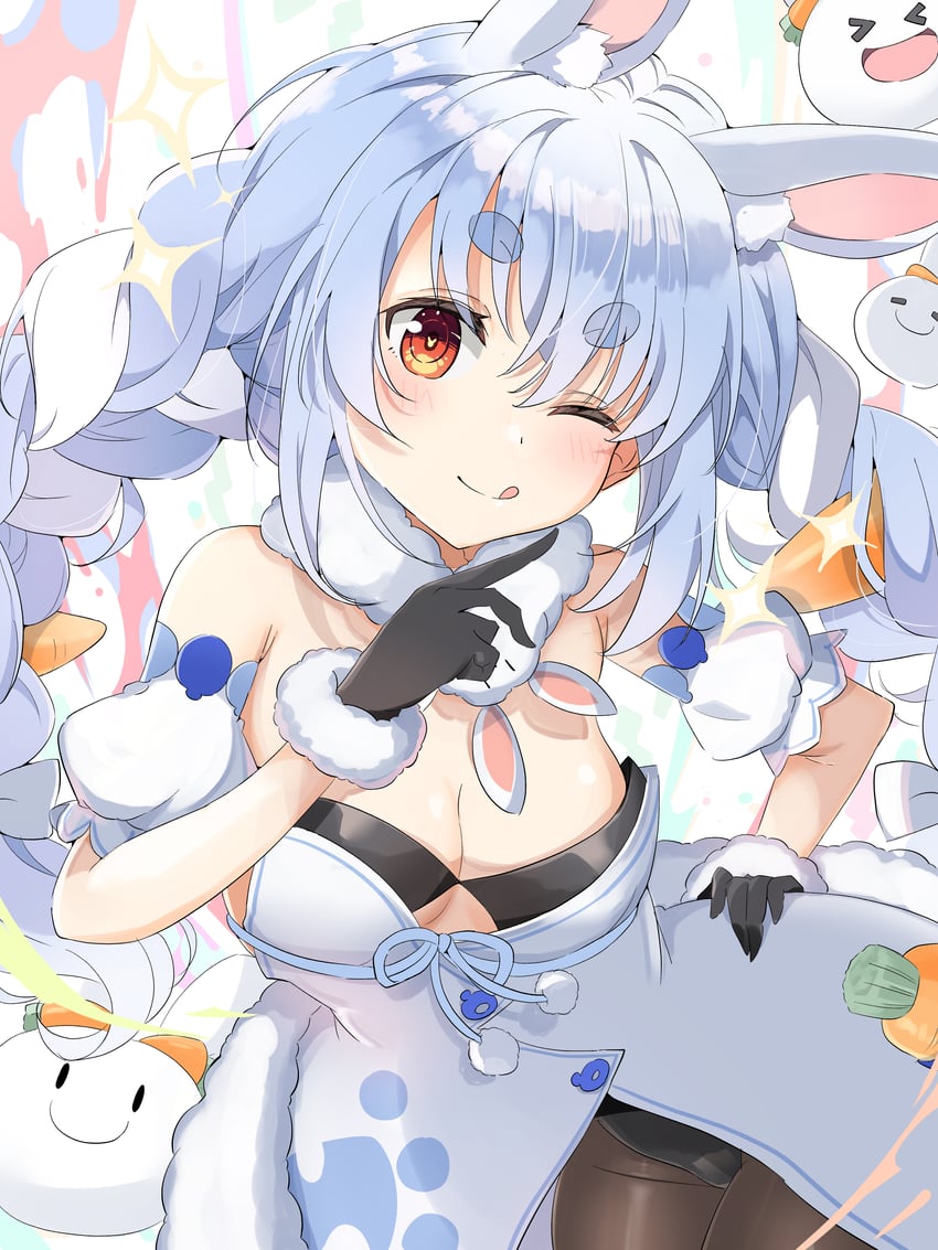 usada pekora, don-chan, and pekomon (hololive) drawn by yunon_oto_mad