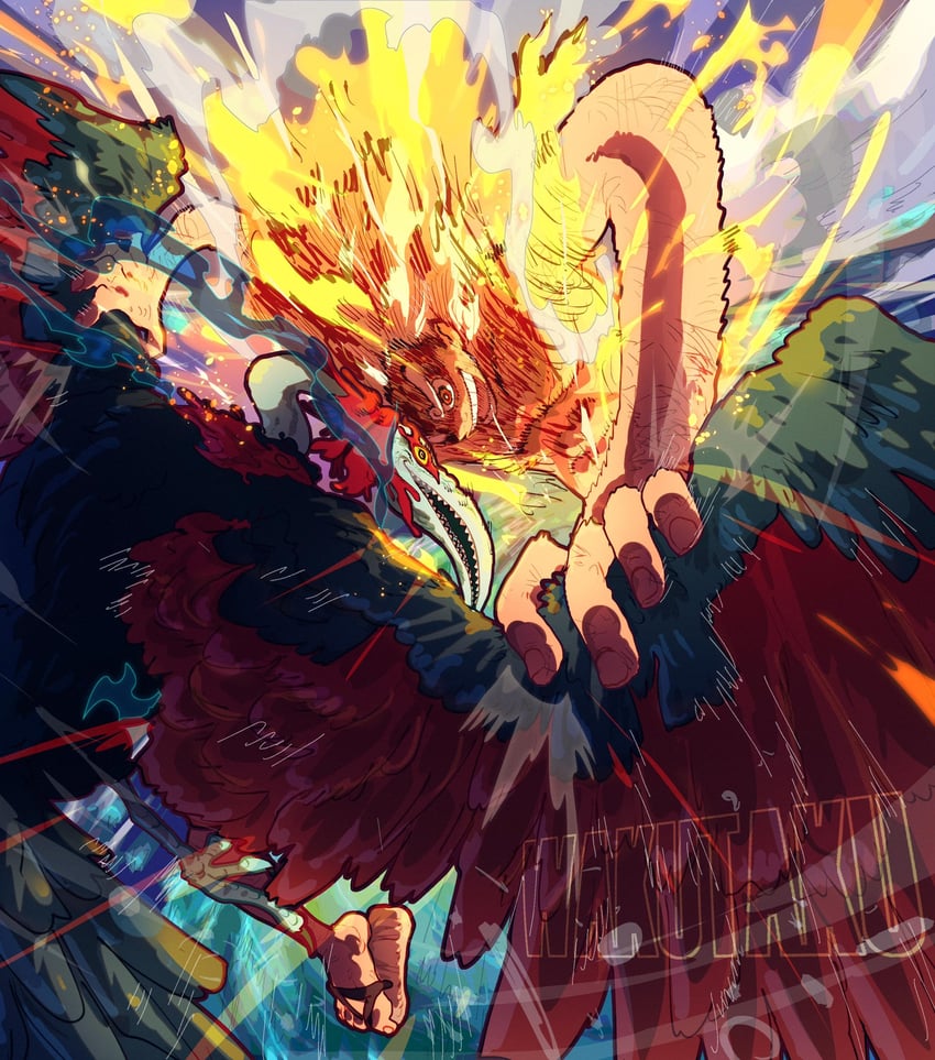 monkey d. luffy and marcus mars (one piece) drawn by taku_(aywakutakuay)