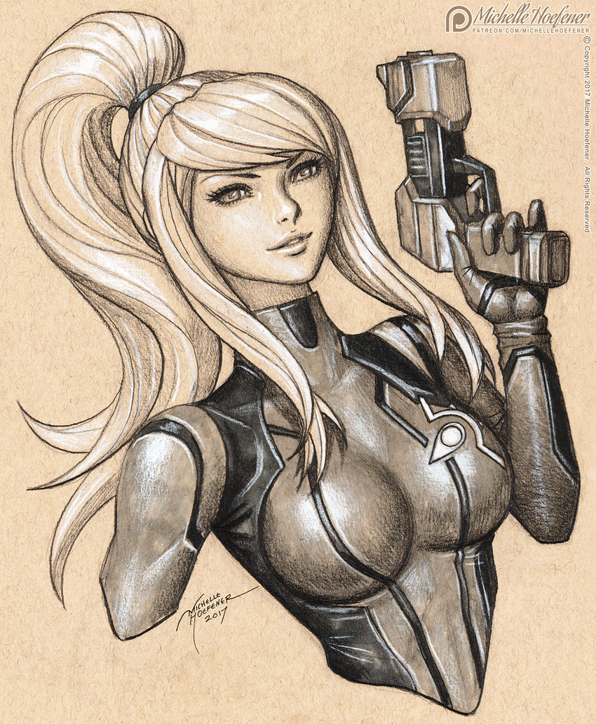 samus aran (metroid and 1 more) drawn by michelle_hoefener