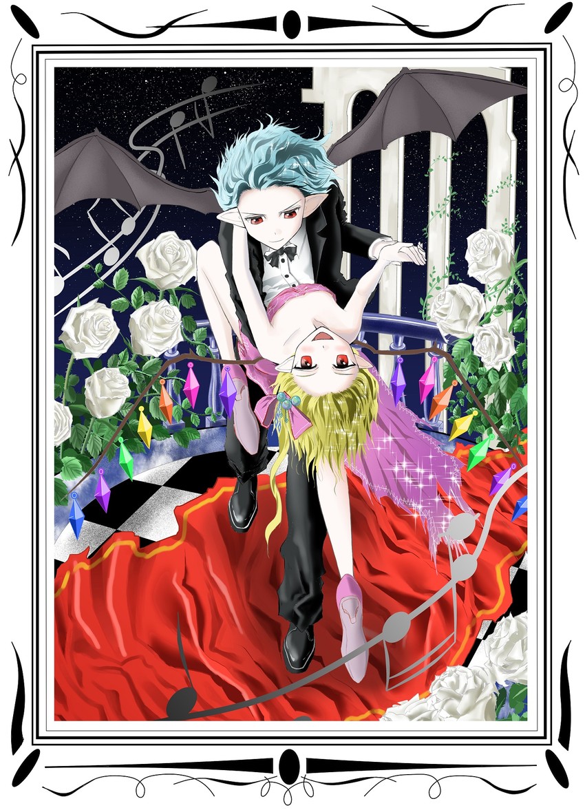 remilia scarlet and flandre scarlet (touhou) drawn by suke_(tina18)