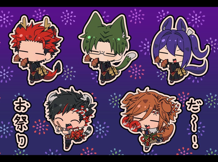 kanzaki souma, mikejima madara, nagumo tetora, kiryu kuro, and hasumi keito (ensemble stars!) drawn by lerekupw