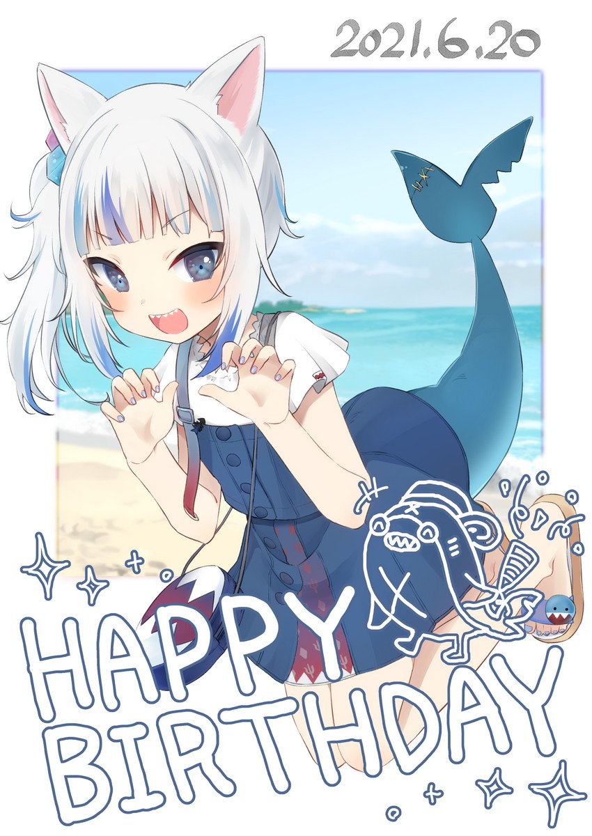 gawr gura and bloop (hololive and 1 more) drawn by houshou_marine_(artist)