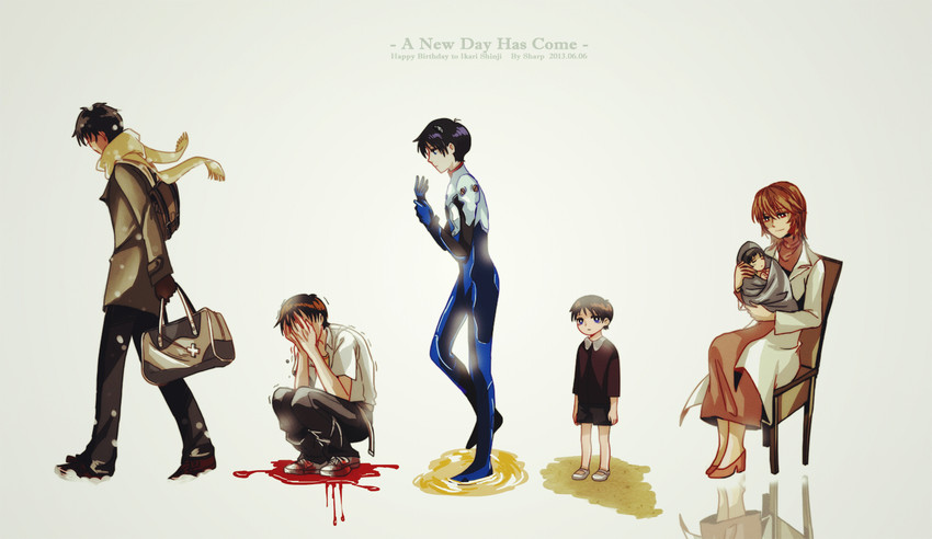 ikari shinji and ikari yui (neon genesis evangelion) drawn by resurgam