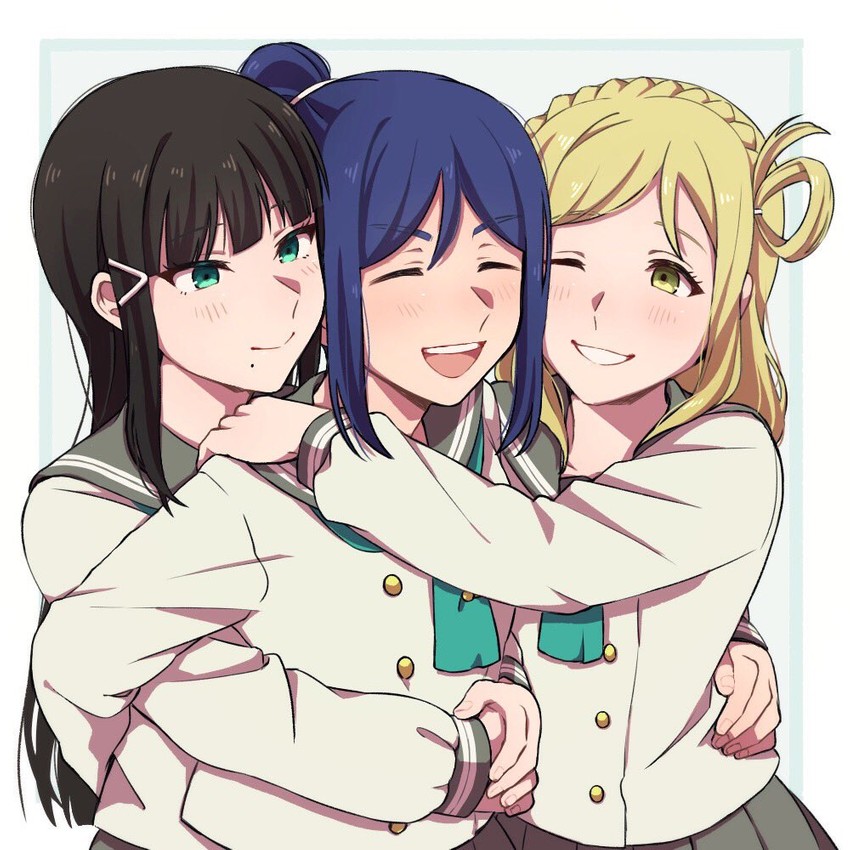 matsuura kanan, kurosawa dia, and ohara mari (love live! and 1 more) drawn by my_234_wht