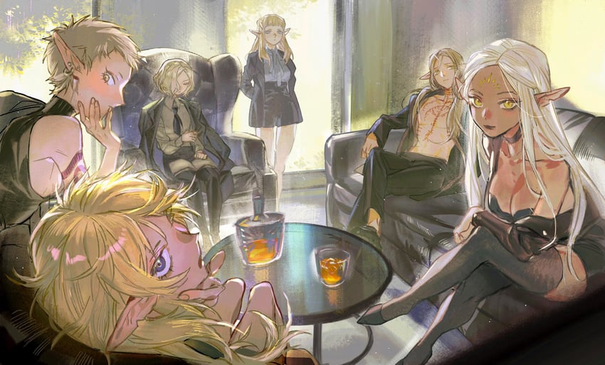 mithrun, fleki, lycion, cithis, pattadol, and 1 more (dungeon meshi) drawn by lccc