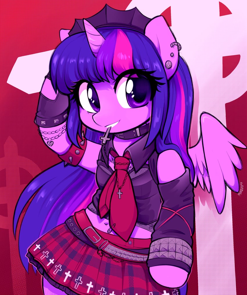 twilight sparkle and gothic anime angel (my little pony and 2 more) drawn by moozua