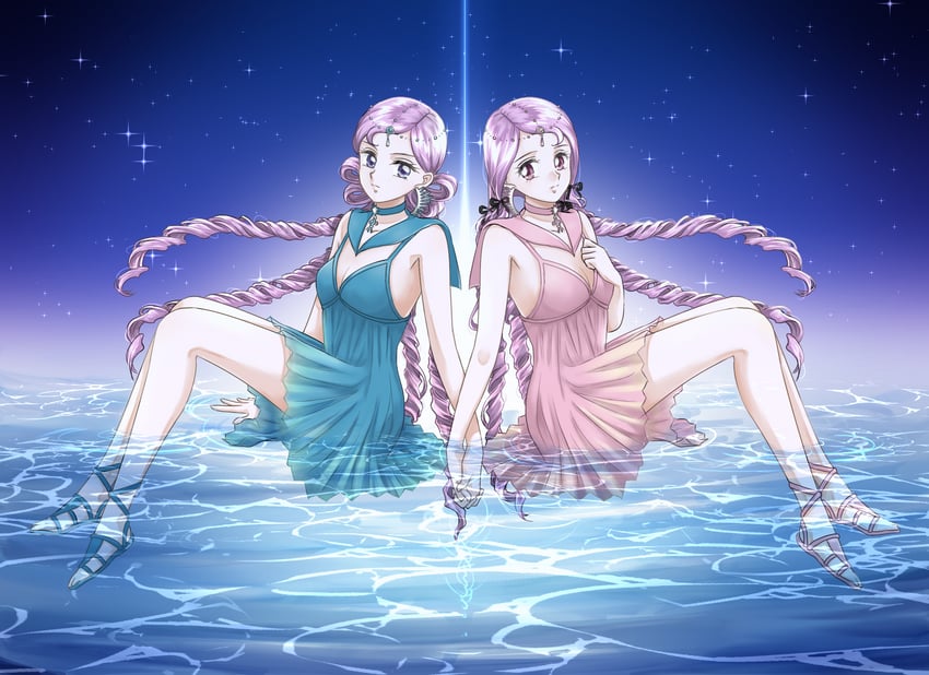 sailor mnemosyne and sailor lethe (bishoujo senshi sailor moon and 1 more) drawn by xenon_(xenon_selenium)
