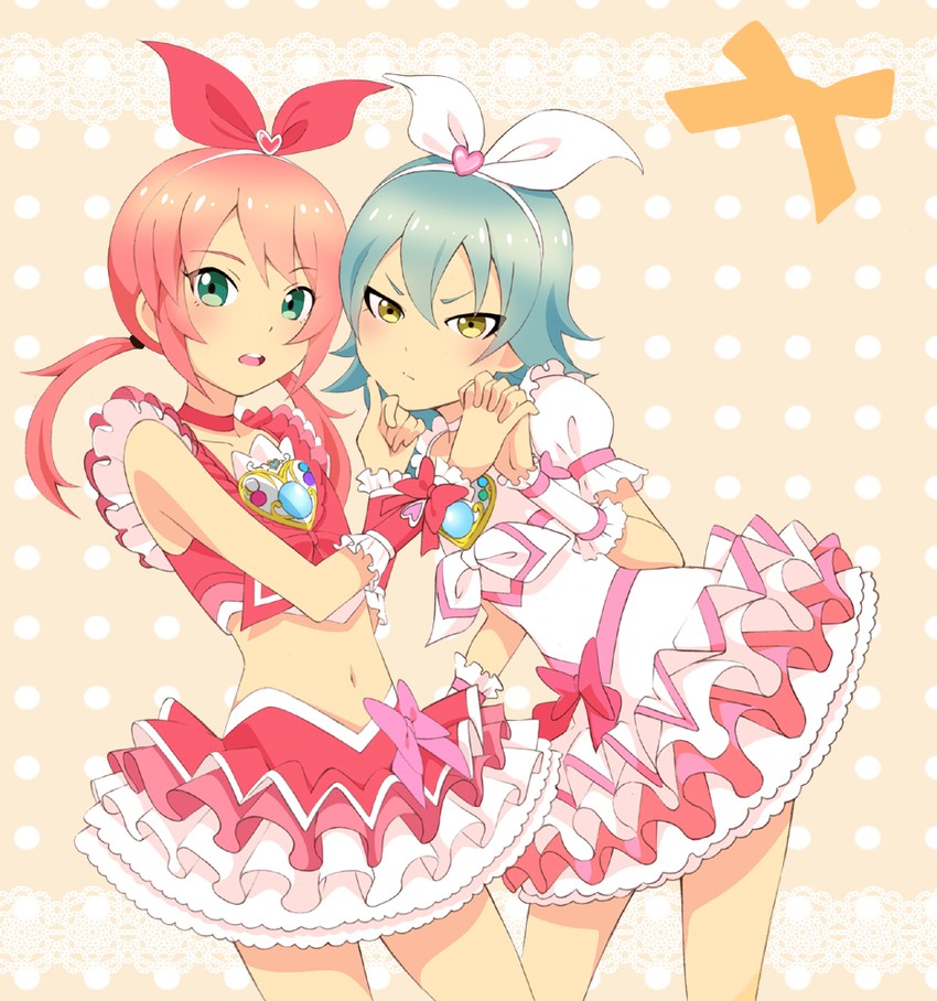 kirino ranmaru, cure melody, cure rhythm, and kariya masaki (precure and 3 more) drawn by p._(momoiro_hakushaku)