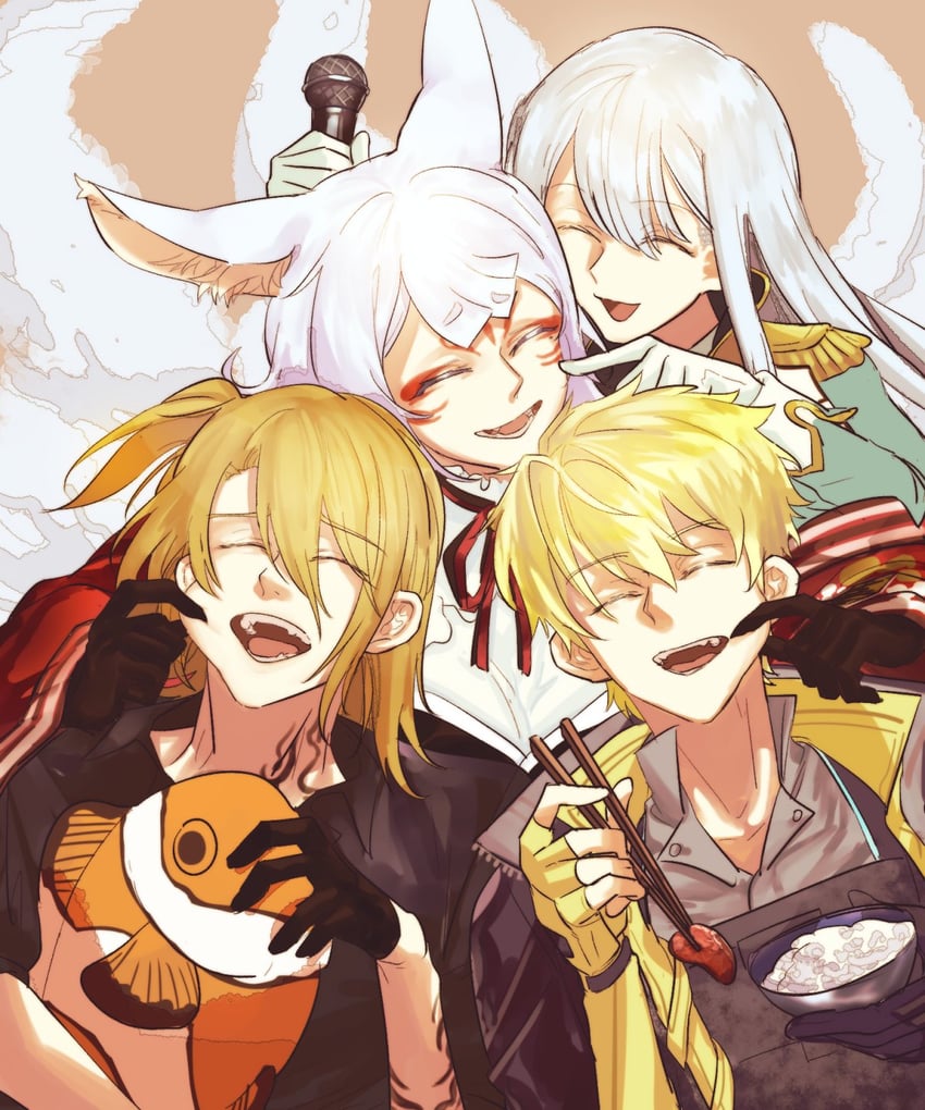 nina kosaka, luca kaneshiro, sonny brisko, and ban hada (nijisanji and 2 more) drawn by mickoas