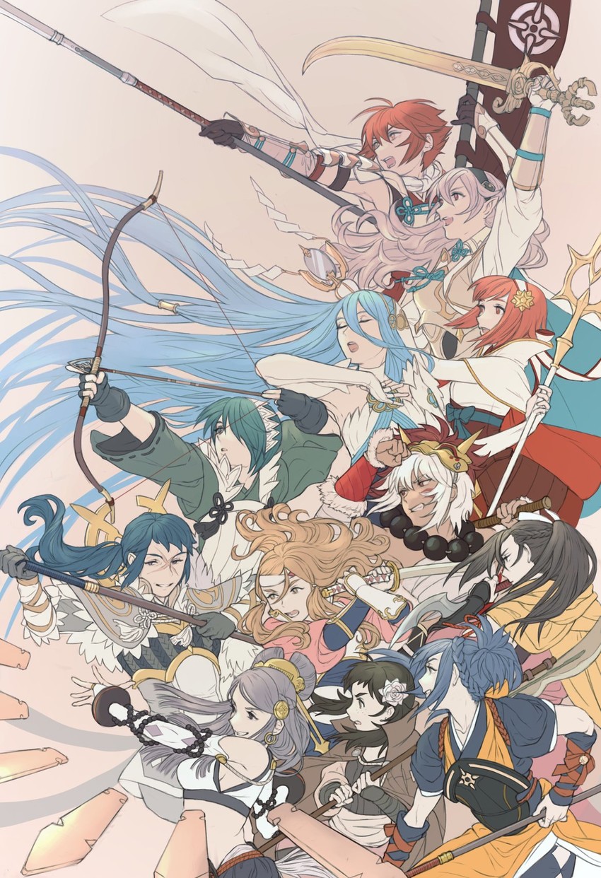 female corrin, azura, sakura, kagero, hinoka, and 7 more (fire emblem and 1 more) drawn by goldtectonic